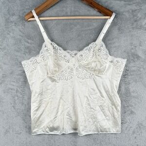 Shadowline Camisole Womens 42 Spaghetti Strap Lace Appliques Bridal Lingerie VTG